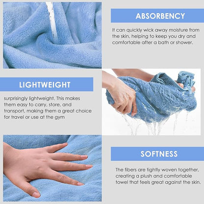 GraceAier Microfiber Bath Towels 4 Pack, 28x56 Inch Coral Velvet Quick Dry Towel Set, Highly Absorbent, Ultra Soft & Lint-Free for Bathroom, Gym, Travel and Swim