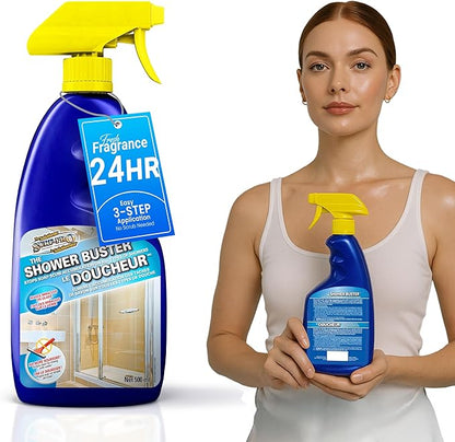 SURF PRO Shower Glass Door Cleaner – Shower Buster Spray for Soap Scum & Hard Water Stains – No Scrub Bathroom Cleaner for Glass, Tile, Chrome, Ceramic, RV and Septic Safe (500ml / 16.9oz)