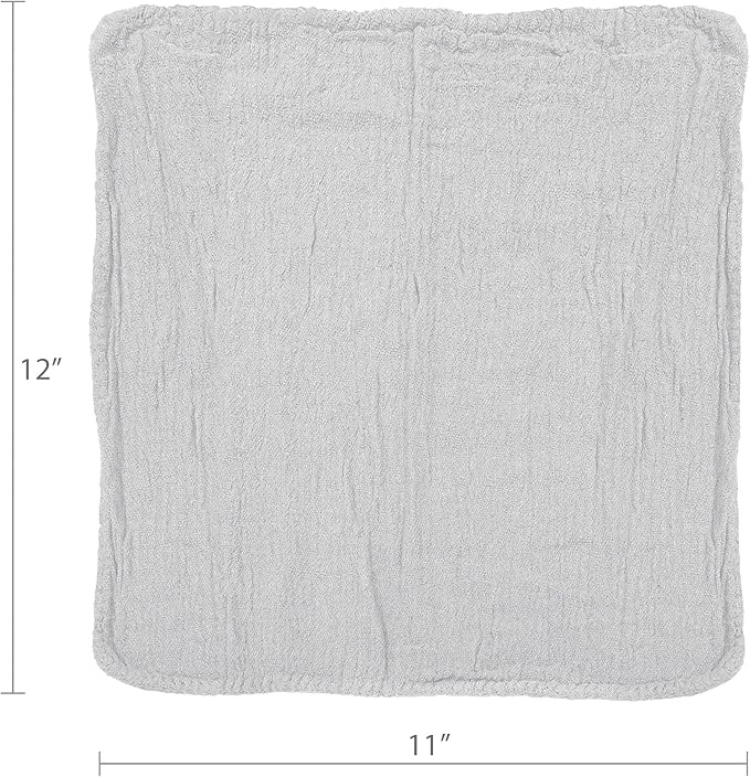Detailer's Preference Absorbent Cotton Shop Towels, Reusable Cleaning Rags for Auto, Garage, Home, Kitchen, Industrial Use, Wipe Spills, Grease, Oil, Grime, Dirt & More, 11x12, 50-Pack, White