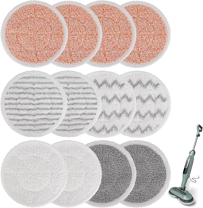 Pads for Shark Steam Scrub Mop: 12 Pack Spin Mop Refills Fit for Shark S7000 S7001 S7000C S7201 S7000AMZ S8201 S8001 Steam and Scrub Pads - Hard Floor Steam Mop Washable Pads S7001TGT