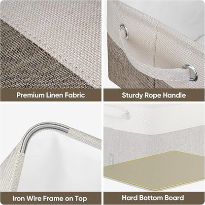 BALEINE 1 Pack Fabric Closet Storage Bins for Shelves, Linen Closet Organizers and Storage, Decorative Baskets for Organizing, Shelf, Clothes, Home, Office (Brown, 12"x8"x8")