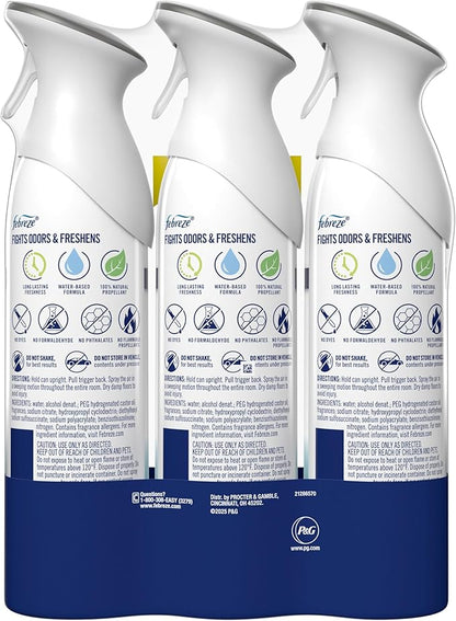 Febreze Air Mist, Air Freshener Spray, Odor Fighting Room Spray, Deodorizer for Home Bathroom Kitchen Office Apartment Dorm Room Classroom, Heavy Duty Crisp Clean Scent, 8.1oz (Pack of 3)