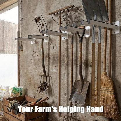 Extra Wide Tool Rack Wall Mount – Heavy Duty Shovel Holder for Garage, Shed & Barn, Powder Coated Steel Organizer for Shovels, Rakes, Brooms, Truck Storage (3.5 x 4.5 x 12 in, 4 Pack)