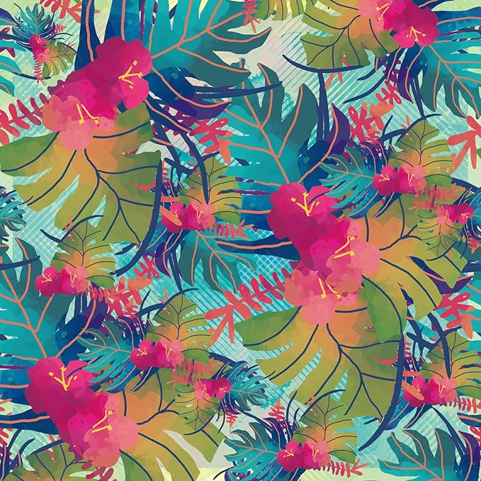 VaryPaper 17.7"x315" Tropical Peel and Stick Wallpaper Leaf Floral Wallpaper Waterproof Decorative Floral Contact Paper for Walls Removable Self Adhesive Wall Mural for Bedroom Bathroom Cabinets