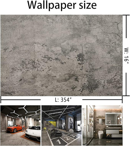 BAYYA Concrete Wallpaper Peel and Stick Grey Cement Contact Paper Industrial Style Self Adhesive Waterproof Removable Decorative Wall Covering Vinyl Film Furniture Stickers for Floor Wall Cabinets