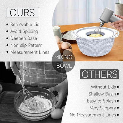 4-1 Strainer with Bowl Set - Rotatable Colander for Kitchen(Patented) - Strainers and Colanders - Pasta Strainer with New Upgraded Graters for Fruit Veggie Fun Kitchen Presents - White