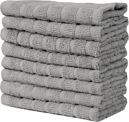 Bumble Dish Cloths (8 Pack) | 12" x 12" | 100% Cotton Kitchen Towels | 406 GSM | Soft, Highly Absorbent & Durable Dish Towels for Kitchen | Gray