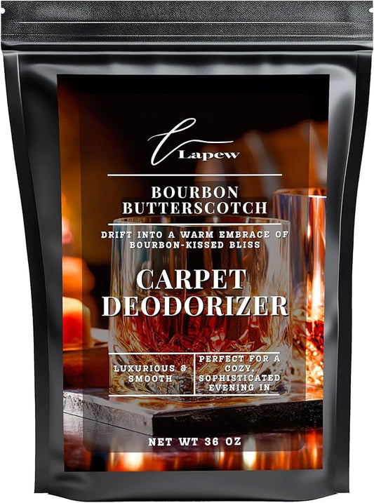 Lapew Bourbon & Butterscotch Carpet Deodorizer Powder - Pet Safe Freshener for Vacuuming | Scented Odor Eliminator for Home | 36 oz