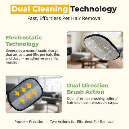 ZARAD 1 PCS Pet Hair Removal Glove for Dogs & Cats – Electrostatic Reusable Dog & Cat Hair Remover Glove | 2-in-1 Pet Grooming Glove & Fur Remover for Furniture, Couch, Car, Carpet, Laundry & Clothes