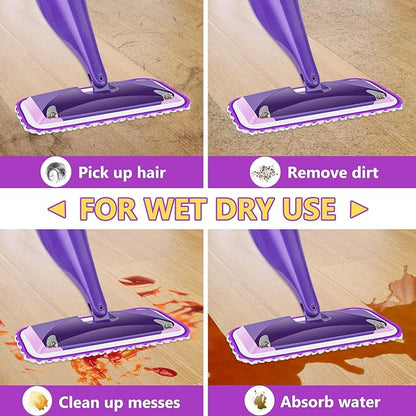 7 Pack Reusable Mop Pads Compatible with Swiffer Wet Jet- Thick Wet Pads Refills Microfiber Washable Dry Mopping Cloths for Swiffer Wetjet 12" Spray Mop Wood Floor Cleaning