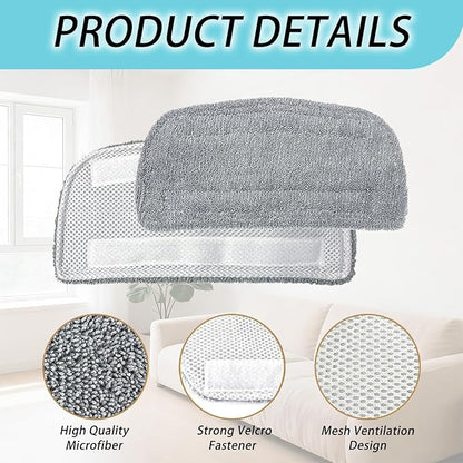 (4 Pack) Steam Mop Pads Compatible with GorFanty GF-6610B/GF-6610, Neugo NE033/NE033M & Mxnsewr, Washable Microfiber Steam Mop Replacement Pads for Multi-Surface Cleaning