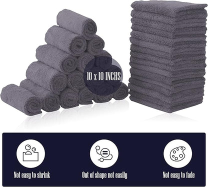 32 Pack Baby Washcloths - Luxury Coral Fleece - Extra Absorbent and Soft Wash Clothes for Newborns, Infants and Toddlers - Suitable for Sensitive Skin and New Born - Baby Shower - Grey, 10x10 Inch