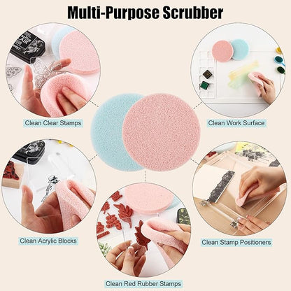 BAOFALI 5 Pcs/Set Stamp Shammy Scrubber,Stamp Cleaning Sponge,Ink Removing Tool for Applicable to Stamp Cleaning Cloth Stamps Rubber Stamps,Stamp Positioners and Craft Supplies Tool