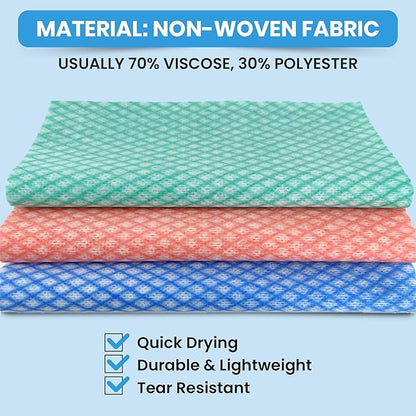 50 Count Disposable Cleaning Cloths - 13.8"x15.8" Kitchen Soft Absorbent Multipurpose Household Cleaning Towels, Cleaning Cloths for Stove Bathroom Handy Wipes, Multi-Color