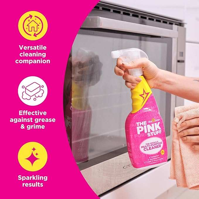 The Pink Stuff Miracle Multi-Purpose Cleaner â€“ Removes Grease, Grime, and Stains on Kitchens, Bathrooms, Floors, and More - 750ml (Pack of 2)