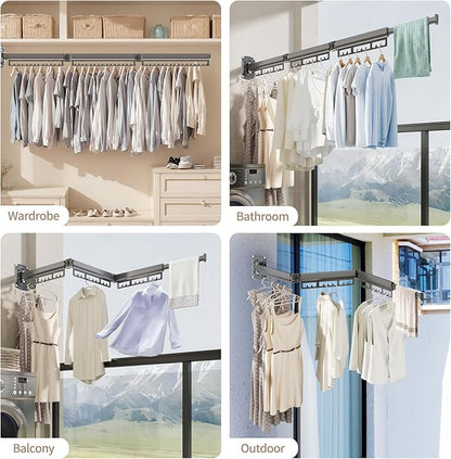 The Gospel of Tiny Homes!Clothes Drying Racks Wall Mounted,Foldable,Space-Saving Laundry Solution for Apartments and Bathrooms,Durable Metal Design (White)