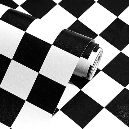 Modern Peel and Stick Wallpaper Black and White Mosaic Checkered Contact Paper 17.7"x787" Self Adhesive Lattice Wallpaper Removable Decorative Wallpapers for Bedroom Countertops Cabinet Vinyl Roll