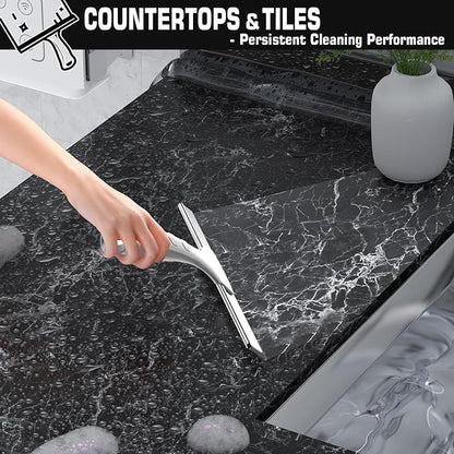 All-Purpose Stainless Steel Shower Squeegee for Glass Doors with 2 Adhesive Hooks, Squeegee for Bathroom Cleaner Tool Household Window Mirror Squeegee, Cleaning Tile Wall, Car, 10 Inch Silver