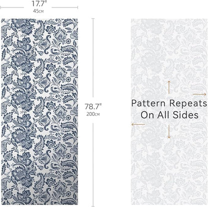 DKTIE Blue Bohemian Seamless Decorative Privacy Window Film Patterns Stain Glass Window Film for Glass, Anti-UV Anti-Glare Heat Blocking (S656, 17.7in X 78.7in)