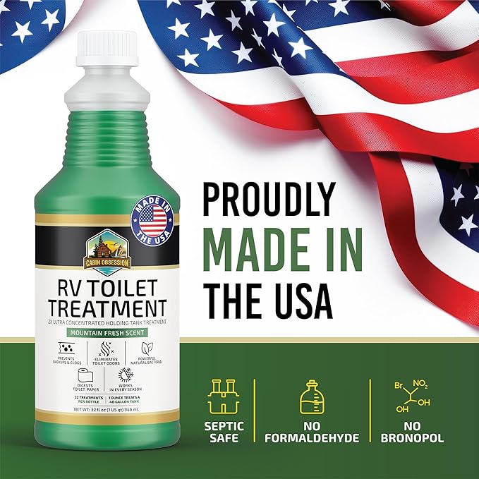 Cabin Obsession RV Toilet Treatment (32 oz) - 2x Ultra Concentrated Liquid RV Black Tank Treatment, Mountain Fresh Scent, 32 Treatments