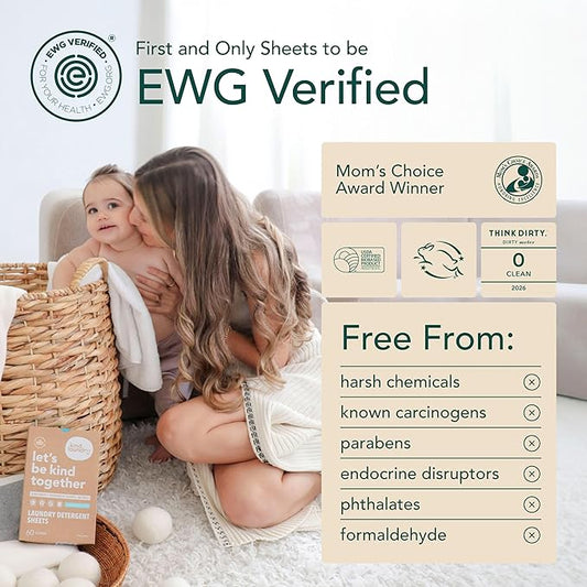 Kind Laundry Detergent Sheets with Stain-Fighting Enzymes - Plant Powered Eco-Friendly Laundry Soap Sheets - Home or Travel Laundry Detergent Fragrance Free, 32 Loads (Mom's Choice Award Winner)