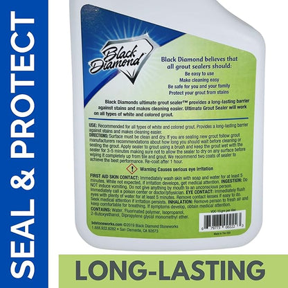 Black Diamond Stoneworks Grout Cleaner & Sealer Bundle W/Brush: Cleaner & Protector for all grout types; All Tile & Natural Stone floors, showers, & countertops