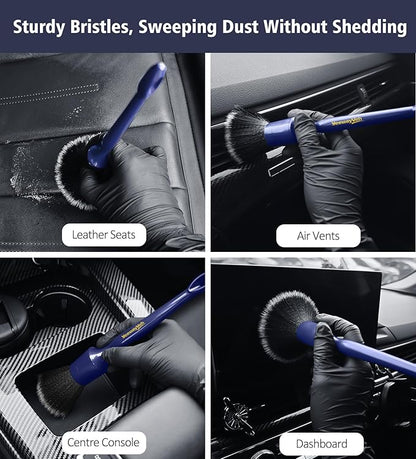 YeewayVeh Car Detailing Brush Set, 3PCS Ultra Soft and Thick No Scratch Detail Brush for Car Dashboard Air Vents Leather Seat Dusting and Cleaning, Auto Interior Exterior Detail Brushes Car Detailing
