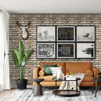 3D Wall Panels,Waterproof Self-Adhesive Artificial PVC Brick Wall Panels for Cladding Kitchen, Living Room, Bedroom, Office Deep Red Brick 10pcs 30 x 30cm. (Brick Grey)