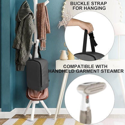 Beautyflier Travel Steam Iron Bag for Conair Handheld Garment Steamer, Portable Handheld Design Steamer Carrying Case Holder Iron Case Organizer with Hanging Buckle Strap, Bag Only (Grey)