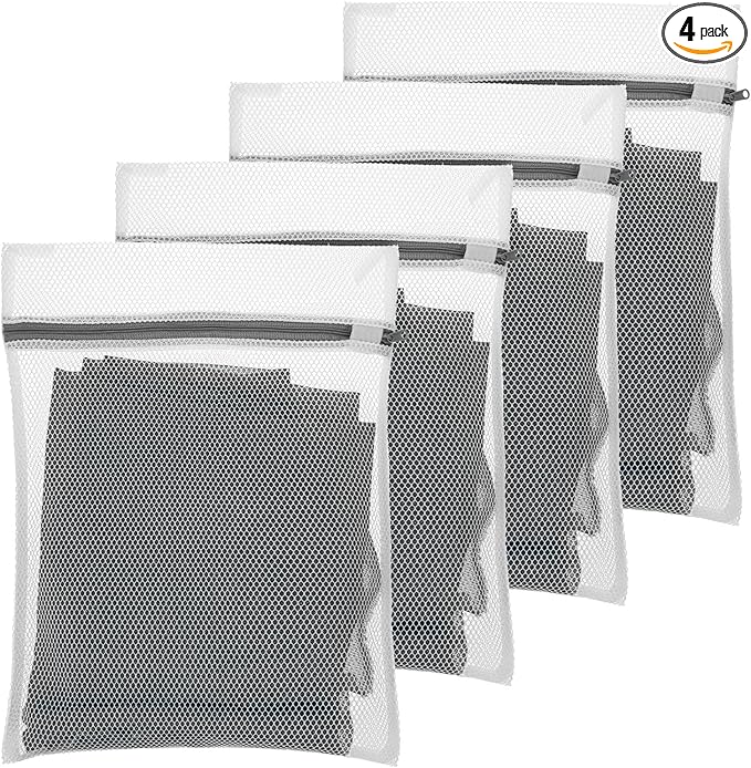 4Pcs Mesh Laundry Bags for Delicates 30x20cm Small Mini Durable Lingerie Bags for Washing Machine Delicates Laundry Bag for Lingerie Underwear Socks Baby Clothes Travel 11.8 x 7.87 Inches
