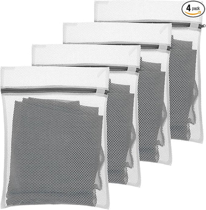 4Pcs Mesh Laundry Bags for Delicates 30x20cm Small Mini Durable Lingerie Bags for Washing Machine Delicates Laundry Bag for Lingerie Underwear Socks Baby Clothes Travel 11.8 x 7.87 Inches
