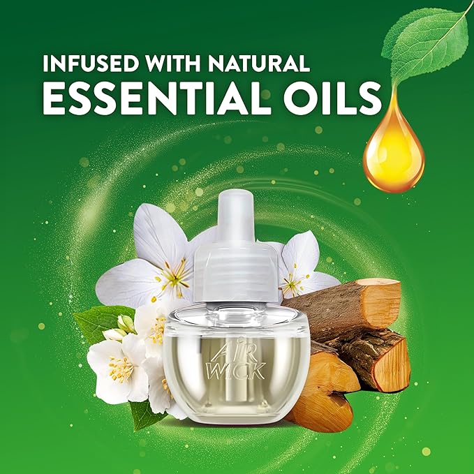 AIR WICK® Plug In Scented Oil Air Freshener Refill Pack - 6 Count Oil Refill Warm Woods & Jasmine 6 ct., Essential Oils