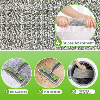 Spray Mop for Floor Cleaning - Wet Dry Hardwood Floor Mops with 3 Microfiber Washable Pads for Swiffer Powermop - Flat Mop with Sprayer for Tile Wood Laminate Vinyl Marble Kitchen