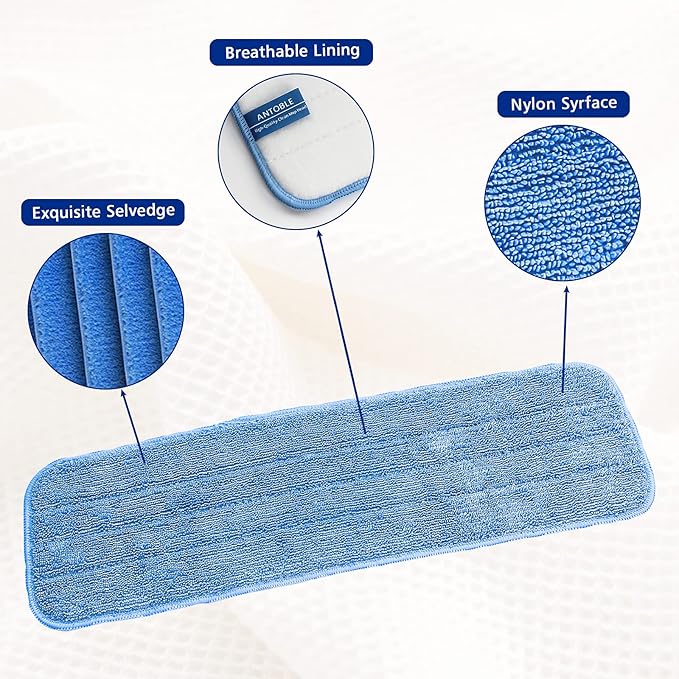 Replacement Washable Microfiber Absorbing Mop Head - Compatible with E-Cloth Deep Clean Mop Head, Wet & Dry Cleaning Cloth Refills for All Hard-Floor (Blue) 6Pack
