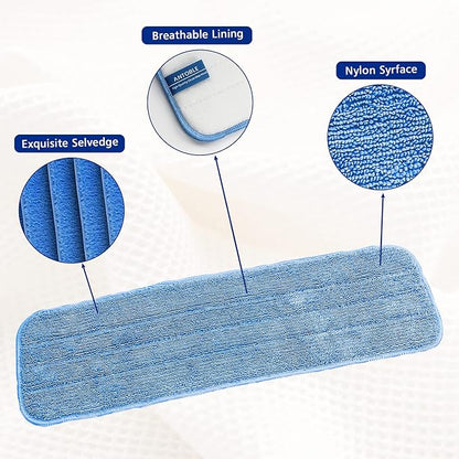 Replacement Washable Microfiber Absorbing Mop Head - Compatible with E-Cloth Deep Clean Mop Head, Wet & Dry Cleaning Cloth Refills for All Hard-Floor (Blue) 6Pack