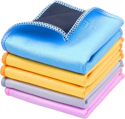 Eco-Fused Microfiber Cleaning Cloths Double-Sided - 5 Pack - 6.6 x 6.2 inch - Microfiber and Suede Cloth for Smartphones