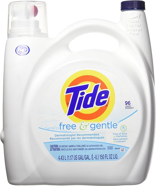 Tide Liquid Laundry Detergent HE, Free & Gentle, 96 Loads