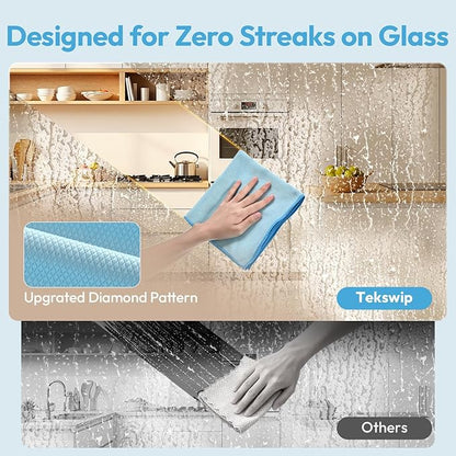 Professional Auto Detailing Microfiber Cloths 6 Pack, 15.5"x15.5" Glass Cleaning Towels for Car Windshield, Window and Interior, Lint Free Streak Free Polishing Rags for High Gloss Shine