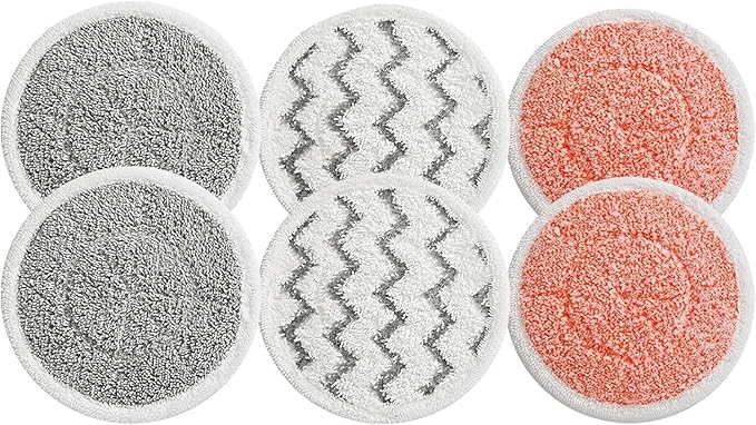 iSingo 6 Pack 3897A / 3712 Rotating Steam Mop Pads Replacement for Bissell SpinWave SmartSteam Scrubbing Steam Mop Cleaner 【Models 3897A/3712 ONLY】, Washable Reuseable Refill Pads