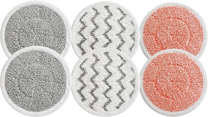 iSingo 6 Pack 3897A / 3712 Rotating Steam Mop Pads Replacement for Bissell SpinWave SmartSteam Scrubbing Steam Mop Cleaner 【Models 3897A/3712 ONLY】, Washable Reuseable Refill Pads