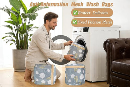 3 Pack Delicates Laundry Bags for Bras and Lingerie – Mesh Wash Bags with Anti-Deformation Structure & Fixed Friction Plates – Prevent Tangling, Snags & Stretching – Ideal for Sports Bras, Travel