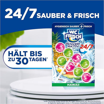 WC Frisch Kraft Active Fragrance Rinser Hawaii (2 x 50 g), Toilet Cleaner for Cleaning with Every Flush, Fragrance Stones for Long-Lasting Fresh Fragrance, + 50% Anti-limescale Effect