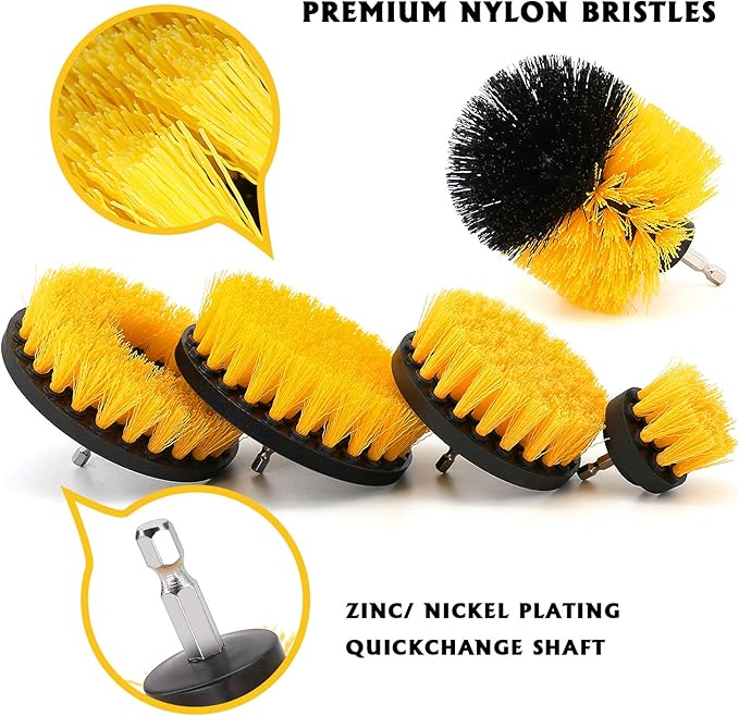 5 Pieces Drill Brush Attachments, Scrubber Brush for Drill, Power Cleaning Kit for Carpet, Car Detailing, Bathroom Surface, Upholstery, Grout, Tiles, Sinks, Shower, Boat, Corner