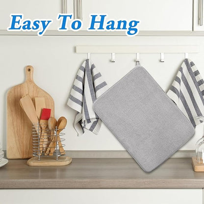 2 Pack Large Dish Drying Mat,24x17 Inch Absorbent Microfiber Dishes Drainer Mats,Dish Drying Pad for Countertops,Sinks,Draining Racks(Gray)