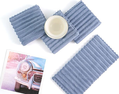 Kitchen Dish Cloths,Super Absorbent Coral Velvet Dish Towels,Quick Drying Kitchen Towels No Lint Dish Rags,Reusable Household Microfiber Cleaning Cloth,12X12 inches (12 Pack,Navy Blue Streak)