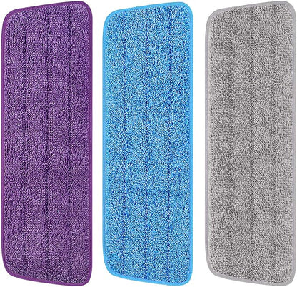 3 Pack 16.5 inch Reusable Mop Pads Microfiber Spray Mop Replacement Heads for Wet/Dry Mops Compatible with Bona Floor Care System (Multicolor )
