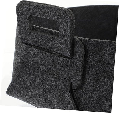 Felt Laundry Basket Handles Deep Grey Collapsible Storage Bin for Dirty Clothes Portable Organizer for Bedroom Bathroom and College