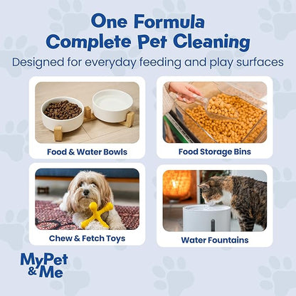 My Pet & Me Pet Bowl Cleaner Mousse, Enzyme Foaming Dog & Cat Bowl Cleaner with Built-in Brush, Rinse-Clean Pet Safe Formula for Water Fountains & Toys