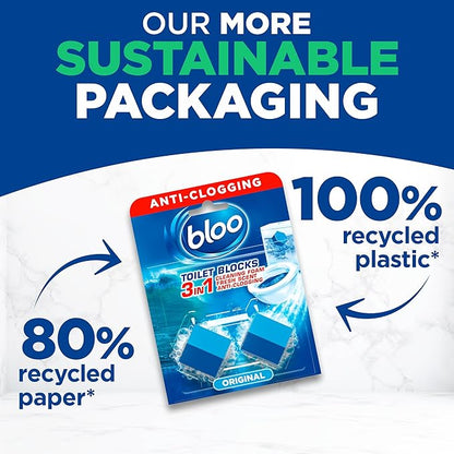 Bloo 2in1 in-Cistern Toilet Blocks Original 50g Limescale Remover Cistern, Cleaning, Foaming Action and Fresheners