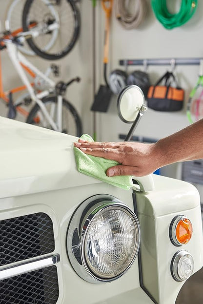 Quickie Cleaning 32-Pack Microfiber Cleaning Cloth 14"x14" inch Green All-Purpose Towel/Wiper for Multi-Purpose Indoor/Outdoor Cleaning/Dusting/Polishing on Kitchen/Bathroom/Auto Surfaces